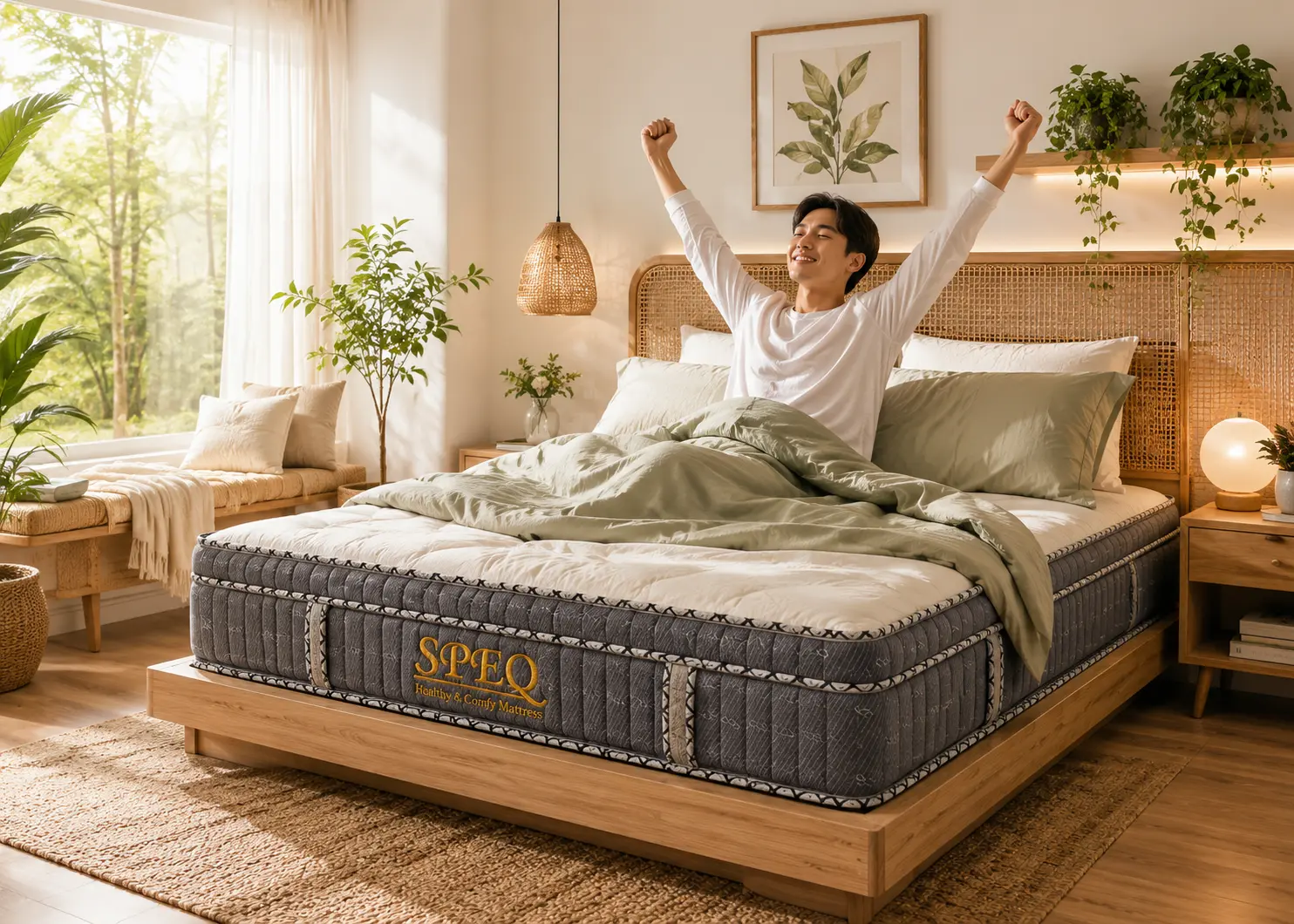 Bangun tidur dengan segar di kamar tidur bernuansa alam
